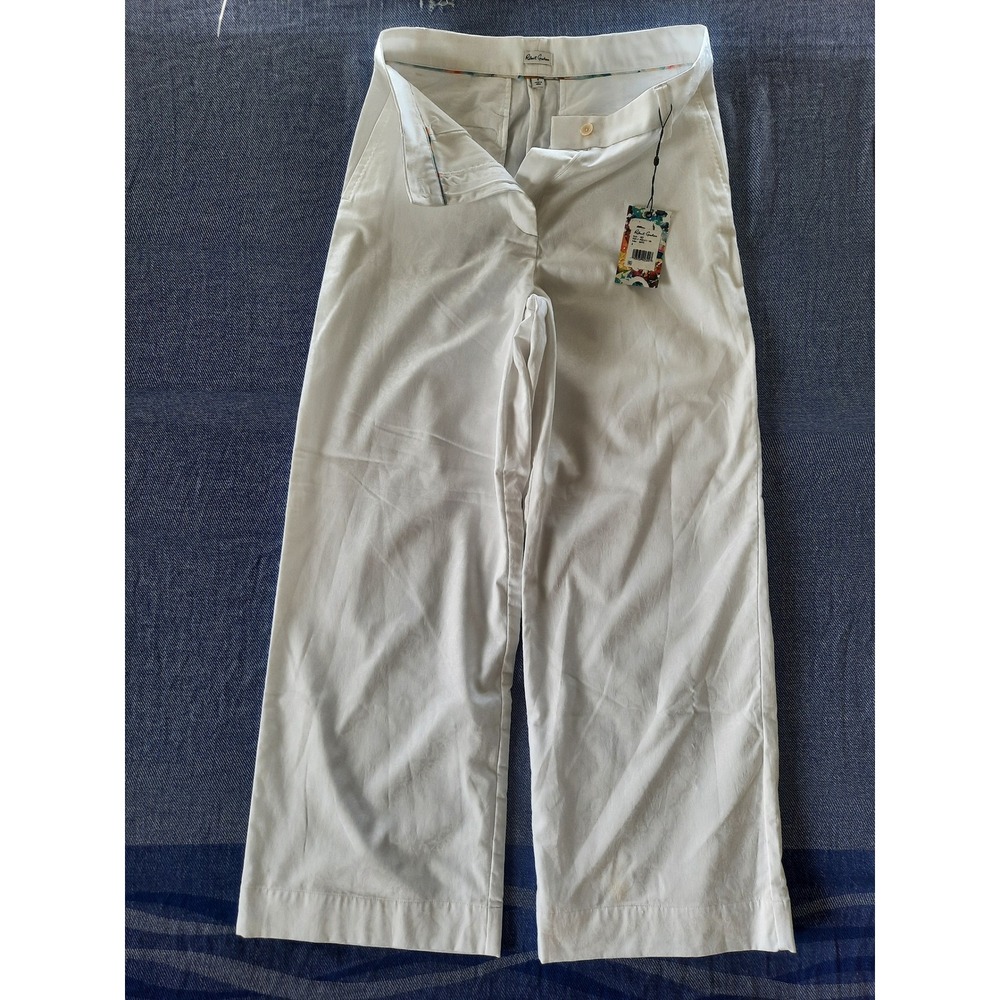 Robert Graham Inez White All Over Print Jacquard Wide Leg Pants Women 4 NWT SEE